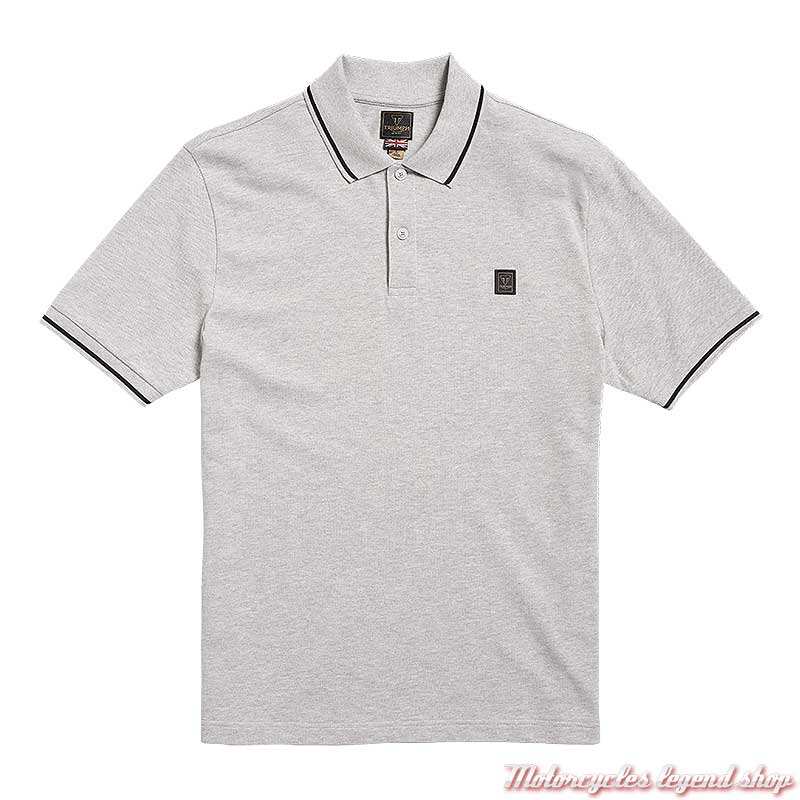 Polo Lustleigh gris chiné homme Triumph, manches courtes, coton, MPOS2202