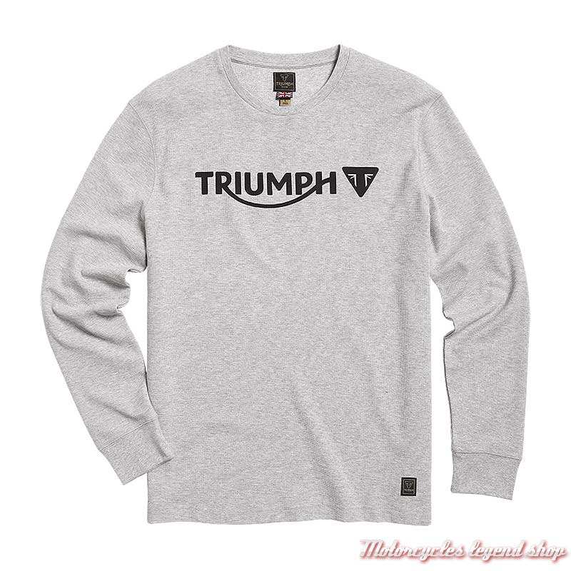 Tee-shirt Bettman Grey homme Triumph manches longues, coton, nid d'abeille, MTLS22100