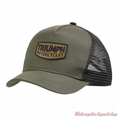 Casquette Dude Black & kaki Triumph, arrière filet noir, réglable, MCAS22311