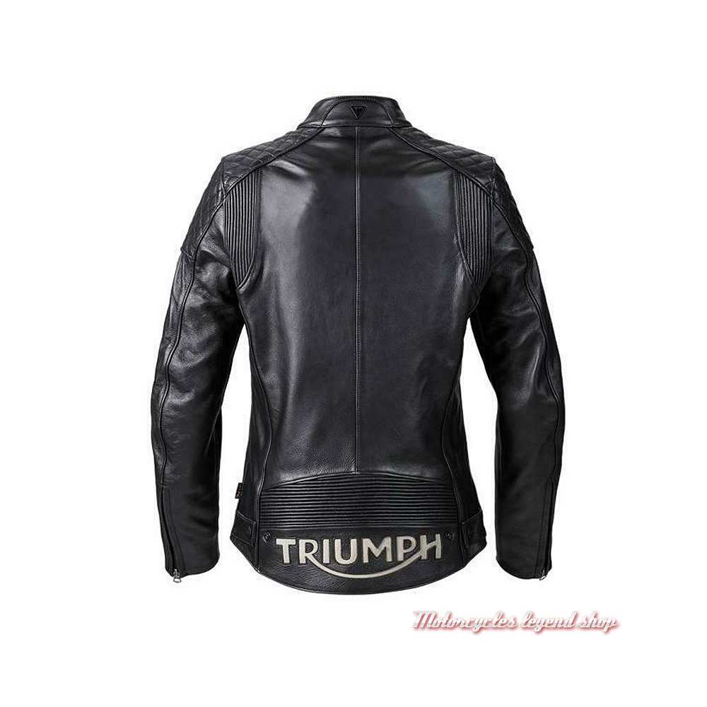 Blouson cuir Braddan Sport Triumph femme, noir, dos, MLLS21105