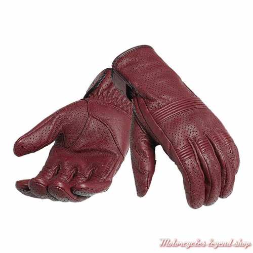 Gants cuir Cali Burgandy Triumph perforé, rouge, MGVS2208-205