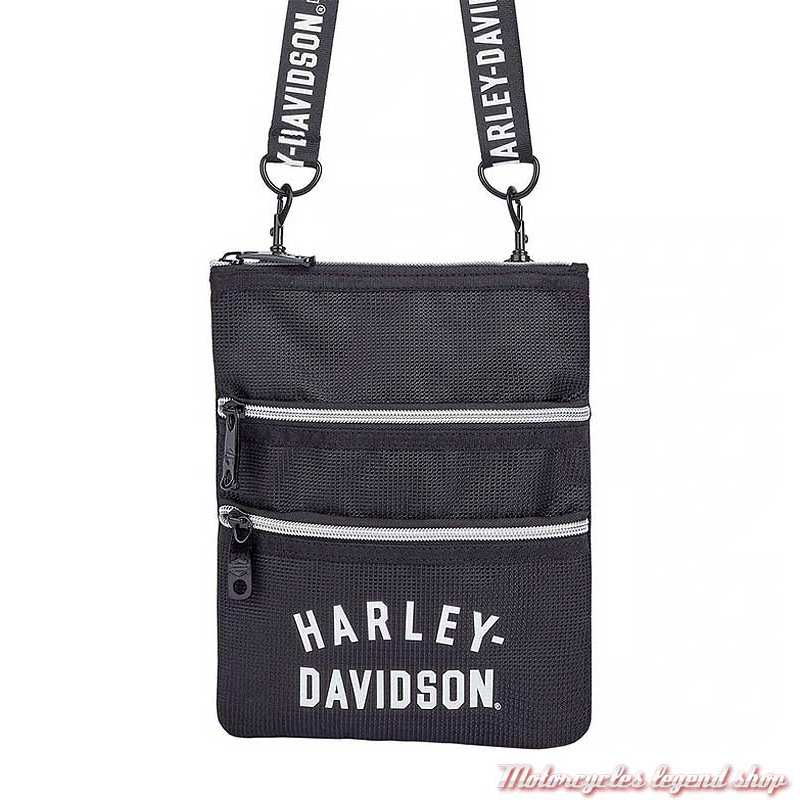 Sac pochette à bandoulière noir & blanc Harley-Davidson, polyester, 99616-OFFWB