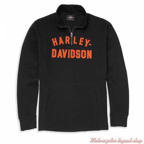 Sweatshirt Racer Harley-Davidson homme, col zippé, noir, coton, 96001-22VM