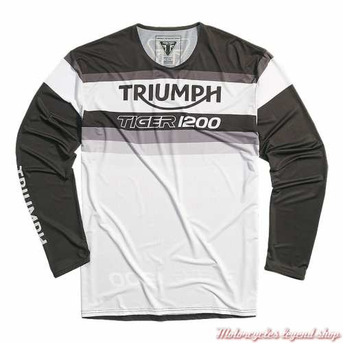 Maillot Tiger 1200 homme Triumph, manches longues, noir, blanc, polyester, MTLS22404