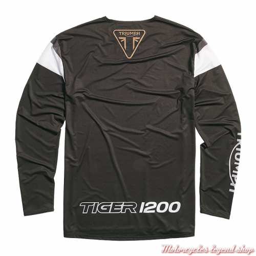 Maillot Tiger 1200 homme Triumph, manches longues, noir, blanc, polyester, dos, MTLS22404