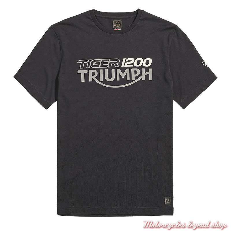 Tee-shirt Tiger 1200 homme, noir, manches courtes, coton, MTSS22403Triumph