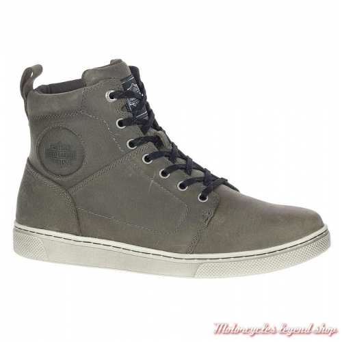 Baskets Bateman Grey Harley-Davidson homme, cuir gris, lacets, homologuées CE, D97188