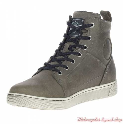 Baskets Bateman Grey Harley-Davidson homme, cuir gris, lacets, homologuées CE, D97188-2