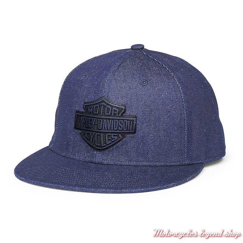 Casquette Bar & Shield Denim bleu Harley-Davidson, coton, visière plate, réglable, 97643-22VM