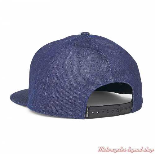 Casquette Bar &amp; Shield Denim bleu Harley-Davidson, coton, visière plate, réglable, dos, 97643-22VM