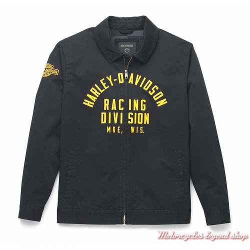 Veste Racing homme Harley-Davidson, noir, jaune, zippée, coton, 97428-22VM