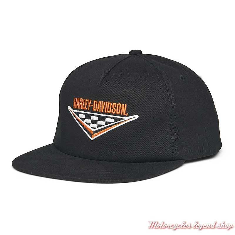 Casquette Checkerboard Harley-Davidson homme, noir, visière plate, réglable, 97665-22VM