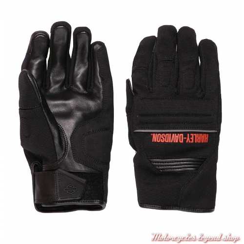 Gants textile Quest Harley-Davidson homme, noir, nylon, cuir, 98145-22EM