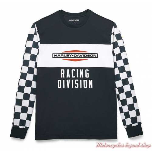 Maillot Racing Checkeboard Harley-Davidson homme, noir et blanc, damier, polyester, mesh, manches longues, 96338-22VM