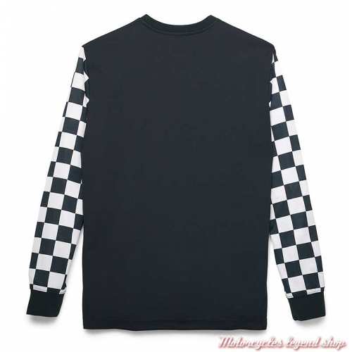 Maillot Racing Checkeboard Harley-Davidson homme, noir et blanc, damier, polyester, mesh, manches longues, dos, 96338-22VM