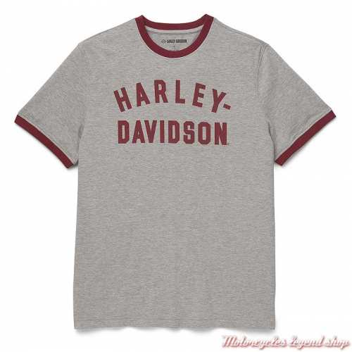T-shirt Staple Ringer Harley-Davidson homme, gris, rouge, coton, manches courtes, 96558-22VM