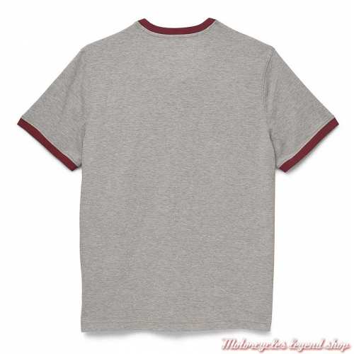 T-shirt Staple Ringer Harley-Davidson homme, gris, rouge, coton, manches courtes, dos, 96558-22VM