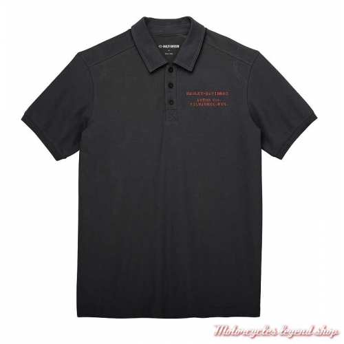 Polo Special Oil homme Harley-Davidson, noir, manches courtes, coton polyester, 96330-22VM 