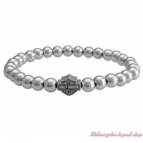 Bracelet larges perles argent Harley-Davidson femme