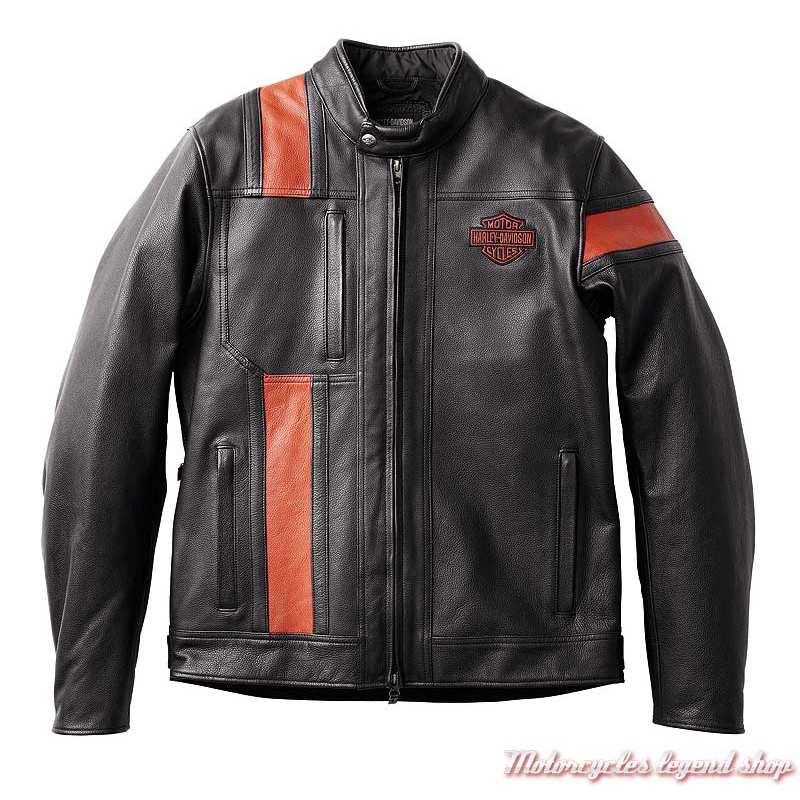 Blouson cuir Highway-100 Waterproof Harley-Davidson homme, noir, orange, 98000-22EM