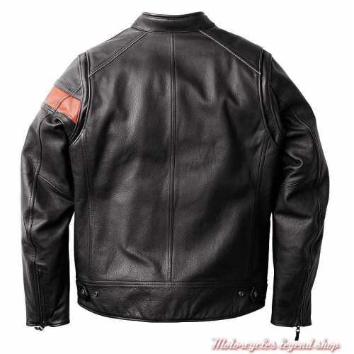 Blouson cuir Highway-100 Waterproof Harley-Davidson homme, noir, orange, dos, 98000-22EM