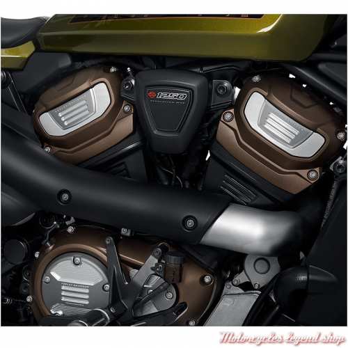 Médaillons de culasse Adversary Harley-Davidson aluminium graphite, pour modèles Revolution Max, visuel, 14101386