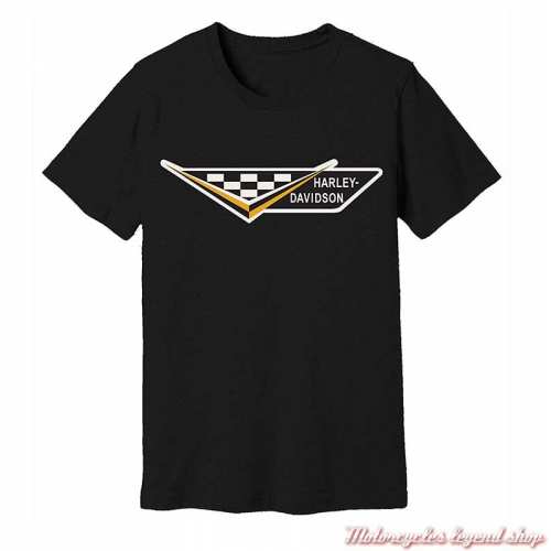 Tee-shirt Checkerboard Harley-Davidson homme, noir, manches courtes, coton, 96336-22VM