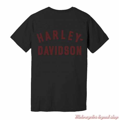 Tee-shirt Staple Back Hit Harley-Davidson homme, noir, merlot, manches courtes, coton, dos, 96520-22VM