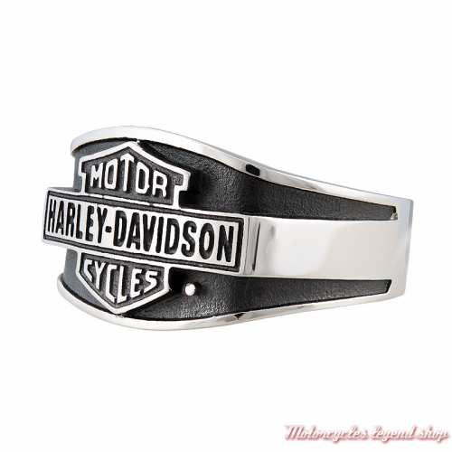 Bague acier Bar &amp; Shield Vintage Harley-Davidson homme, argenté et noir, HSR0103-2