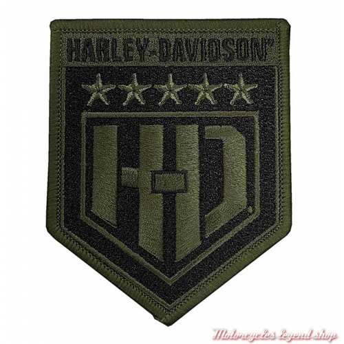 Patch H-D Badge Harley-Davidson, brodé, noir, kaki, militaire, 8012885
