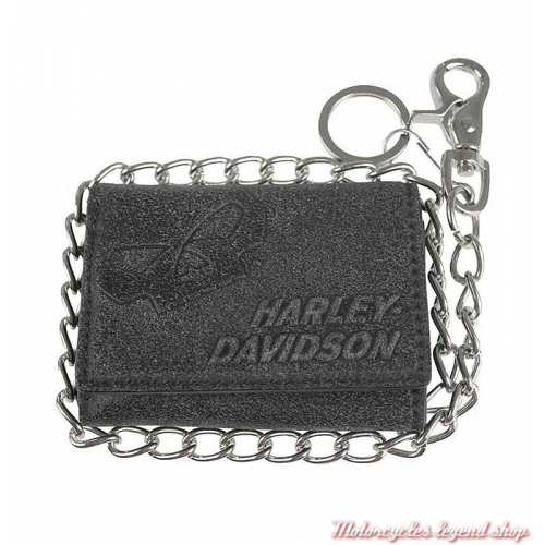 Portefeuille Biker black Small mousqueton Harley-Davidson UN4663L-GRYBLK