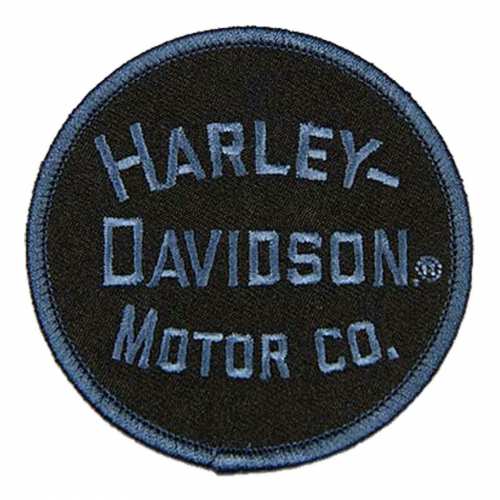 Patch Minimal Text Vintage Harley-Davidson, noir bleu, diam. 9 cm, à coudre, 8013233