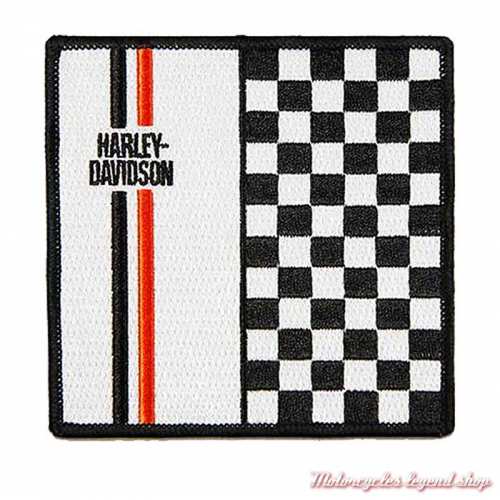 Patch Checkered Harley-Davidson, noir, blanc, orange, 10 x 10 cm, 8013257