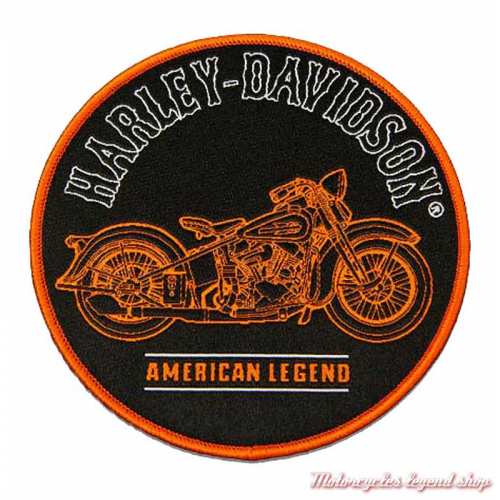 Patch American Legend Harley-Davidson, rond, 10 cm, noir, orange, 8012892