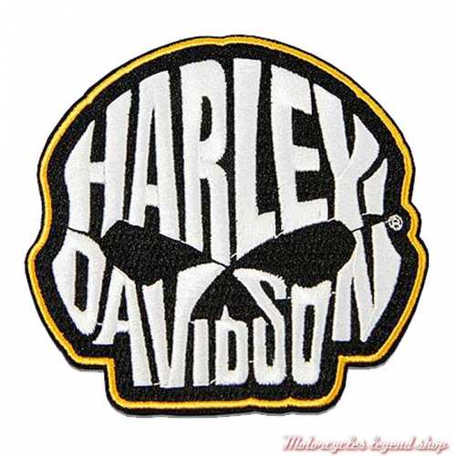 Patch Willie G. Skull Text Harley-Davidson, noir, blanc, 10 x 9.5 cm, 8012915
