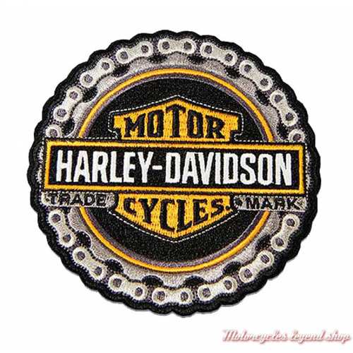 Patch rond Bar & Shield Chain Harley-Davidson, 10 cm, orange, noir, 8012922