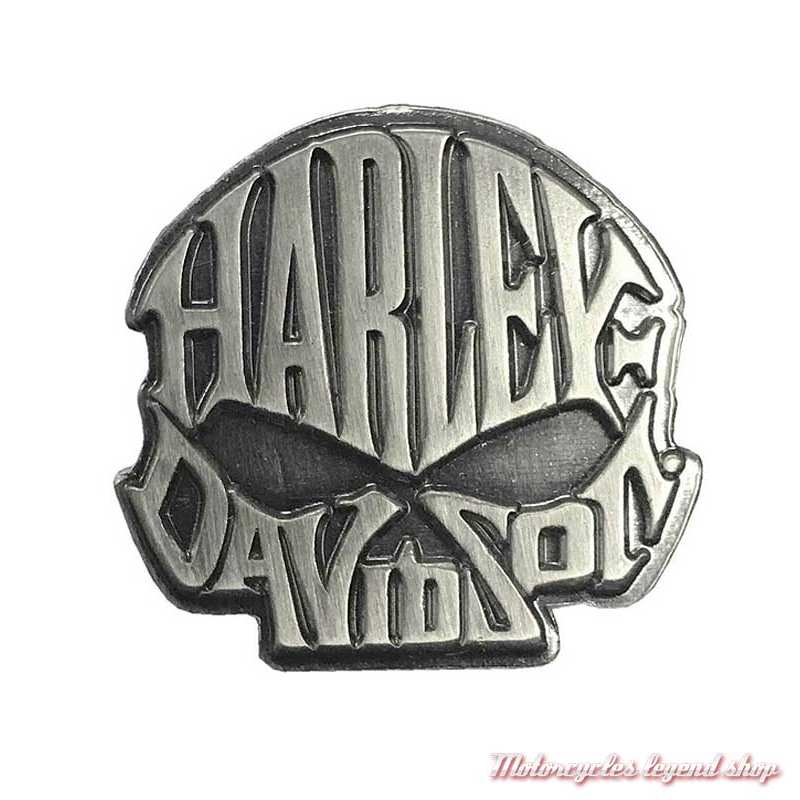 Pins Willie G. Skull Text Harley-Davidson, métal, relief, 8008871