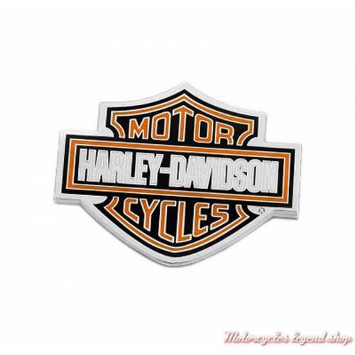 Pin's Bar & Shield Harley-Davidson, argent, orange, blanc, noir, 8008888