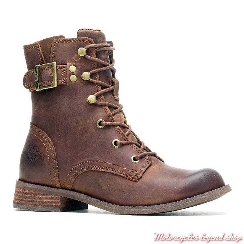 Chaussures Dorilee cuir vintage marron Harley-Davidson femme, à lacets, zip, D84750