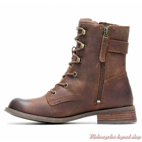 Chaussures Dorilee cuir vintage marron Harley-Davidson femme, à lacets, zippé intérieur, D84750