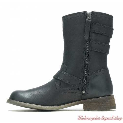 Boots Dorilee cuir noir Harley-Davidson femme, sangles, boucles, zip, D84751