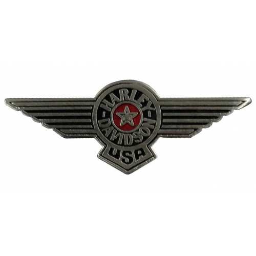 Pin's USA Aviator Wings Harley-Davidson, argent, bleu, rouge, 8009076