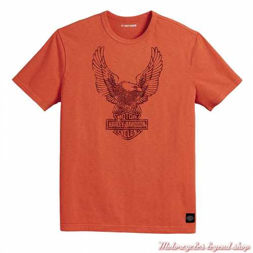 Tee-shirt Eagle Harley-Davidson homme, orange, manches courtes, coton, 96057-23VM