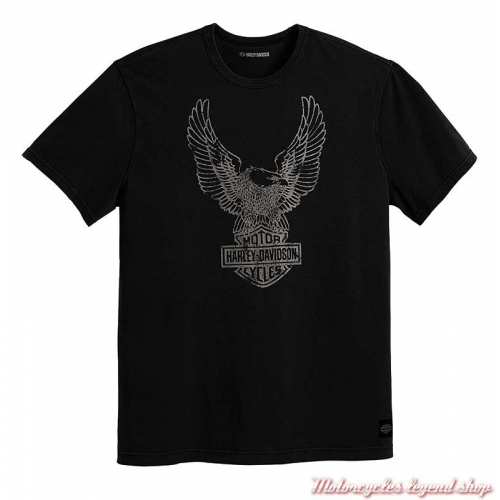 Tee-shirt Eagle Black Harley-Davidson homme, noir, manches courtes, coton, 96055-23VM
