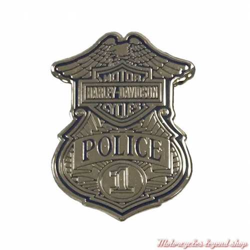 Pin's insigne Police US Harley-Davidson, metal argenté, 8009151