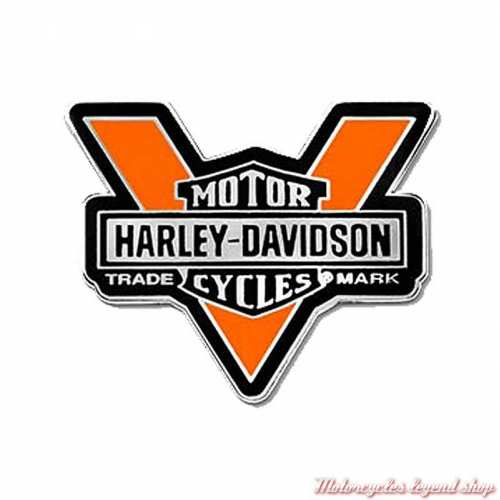 Pin's V Bar & Shield Logo Harley-Davidson, argenté, orange, noir, 8013424