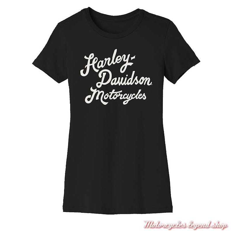 Tee-shirt Forerver Flat Track Harley-Davidson femme, noir, manches courtes, coton, 96612-22VW