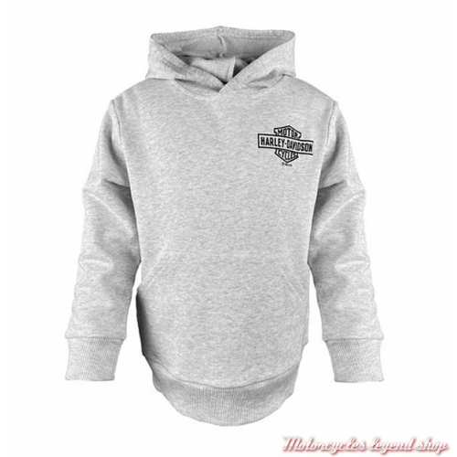 Sweatshirt à capuche garçon Harley-Davidson, gris clair, coton, bouclette, polyester, 6570215, 6580215, 6590215