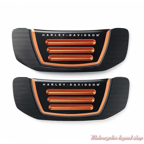 Médaillons de culasse Adversary Harley-Davidson aluminium noir et orange, pour modèles Revolution Max, 14101385