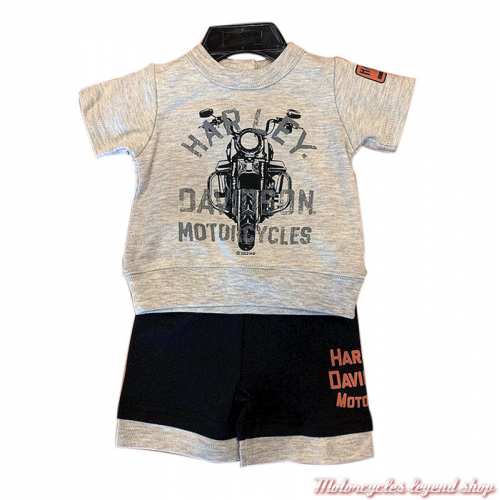Ensemble garçon Moto Harley-Davidson, gris, noir, coton, 2051213, 2061213, 2071213